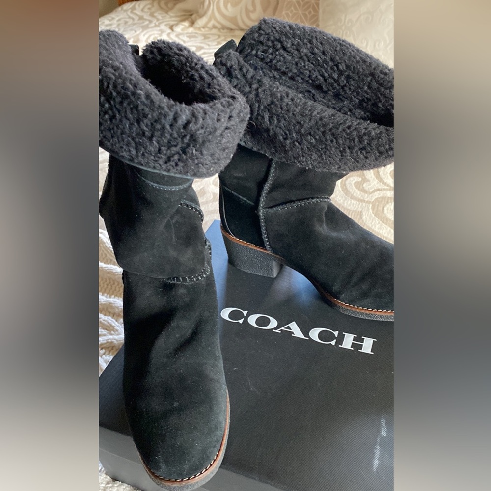 NWT!! Coach black shearling boots
